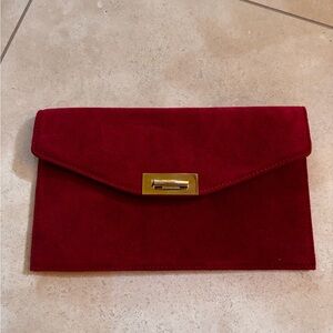 Talbots Elegant Red Suede Clutch